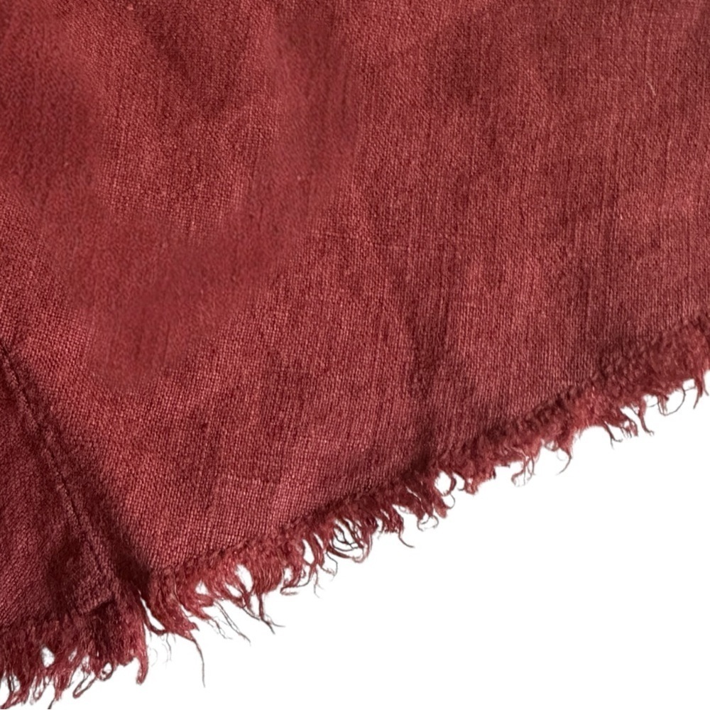ZARA Linen Skirt XL Red Garment Dyed Midi Raw Hem NWT Summer Casual - Picture 5 of 11